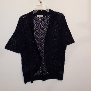 Pink rose large black sweater